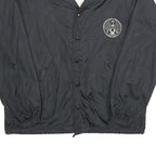 TRI-MARK Mens Black Nylon Button Jacket L Plain Hagakure Jiu Jitsu Embroidered