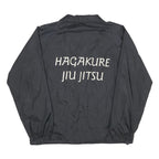 TRI-MARK Mens Black Nylon Button Jacket L Plain Hagakure Jiu Jitsu Embroidered