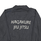 TRI-MARK Mens Black Nylon Button Jacket L Plain Hagakure Jiu Jitsu Embroidered