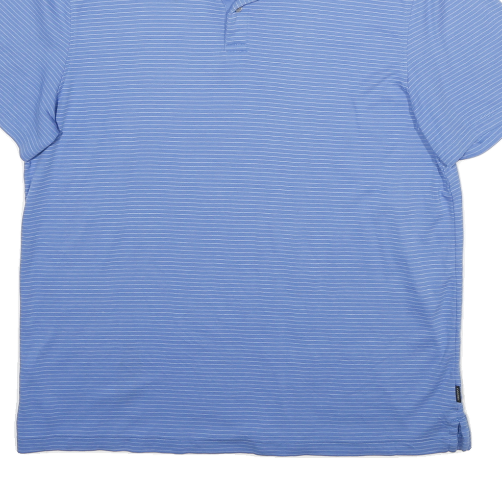 CALVIN KLEIN Mens Blue Short Sleeve Striped Polo Shirt L Cotton Casual Summer