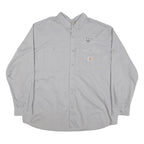 CARHARTT Mens Grey Iron Mountain Cotton Blend Work Shirt 2XL Long Sleeve Button