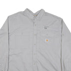 CARHARTT Mens Grey Iron Mountain Cotton Blend Work Shirt 2XL Long Sleeve Button