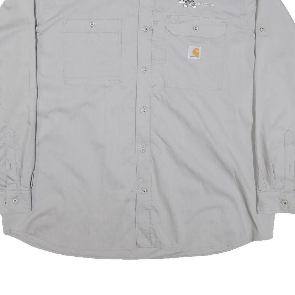 CARHARTT Mens Grey Iron Mountain Cotton Blend Work Shirt 2XL Long Sleeve Button