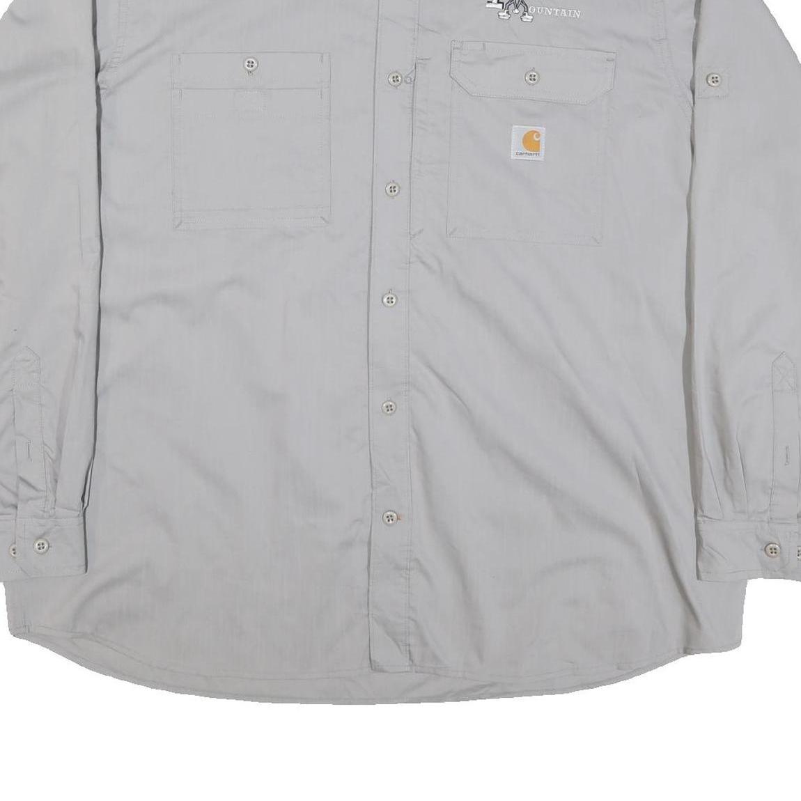 CARHARTT Mens Grey Iron Mountain Cotton Blend Work Shirt 2XL Long Sleeve Button