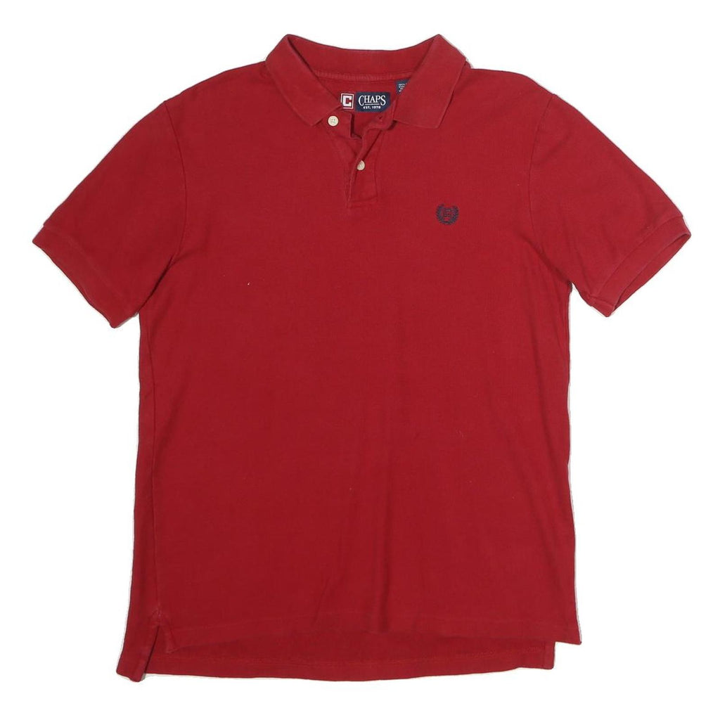CHAPS Mens Red Short Sleeve Plain S Polo Shirt Classic Fit Embroidered Logo