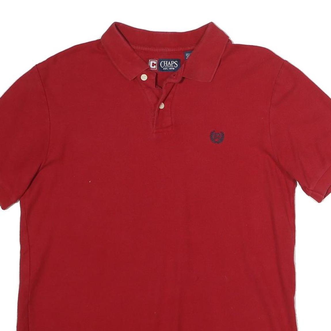CHAPS Mens Red Short Sleeve Plain S Polo Shirt Classic Fit Embroidered Logo