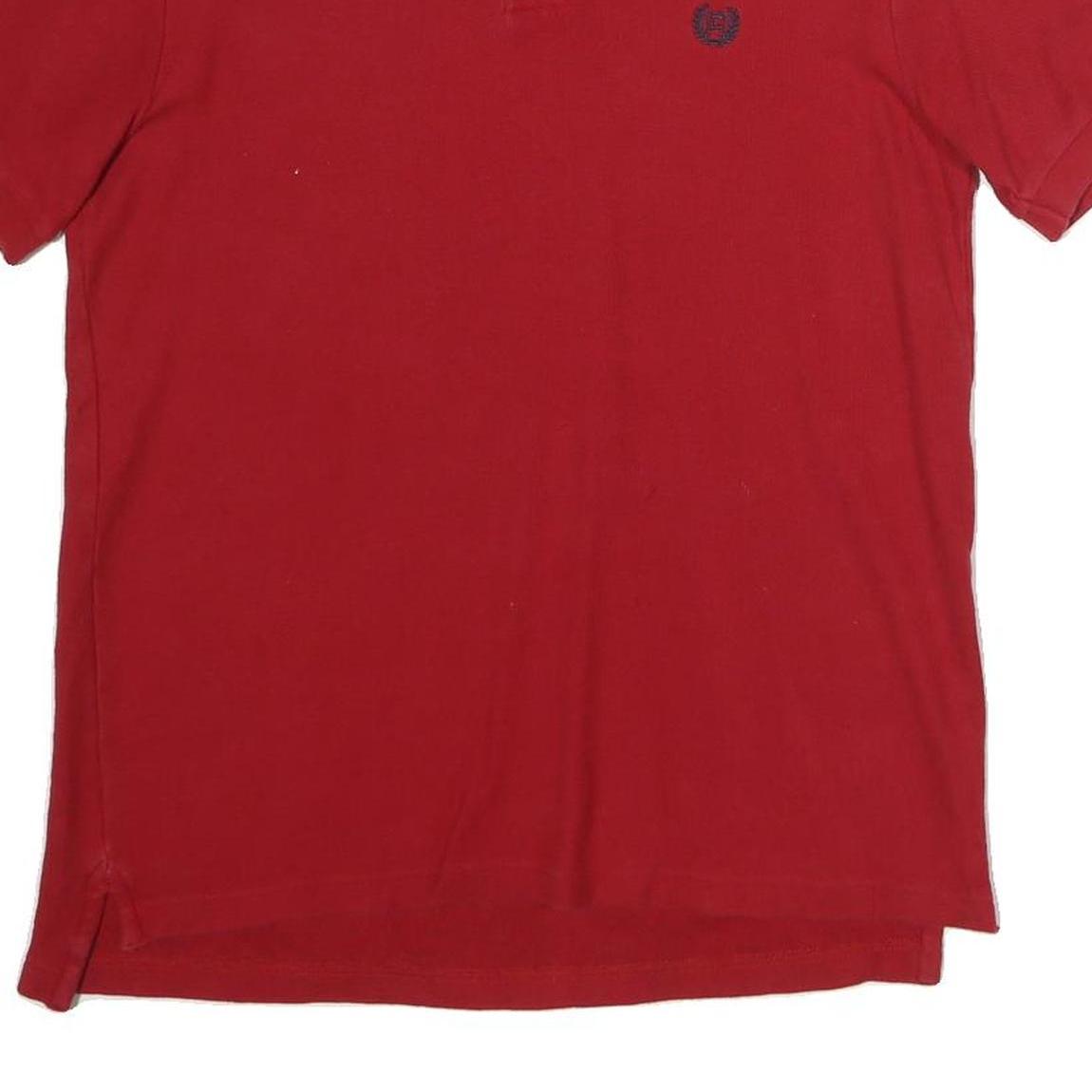 CHAPS Mens Red Short Sleeve Plain S Polo Shirt Classic Fit Embroidered Logo