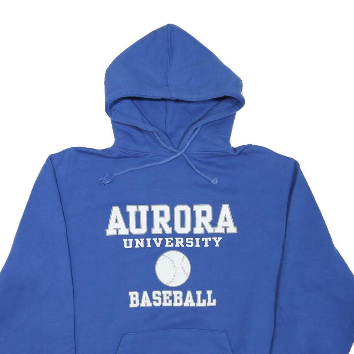 DODGER Mens Blue Aurora University Baseball Pullover Hoodie M Cotton Blend