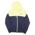 FILA Mens Yellow & Navy Colourblock Hooded Zip Jacket L Polyester Blend Sporty