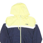 FILA Mens Yellow & Navy Colourblock Hooded Zip Jacket L Polyester Blend Sporty