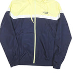 FILA Mens Yellow & Navy Colourblock Hooded Zip Jacket L Polyester Blend Sporty