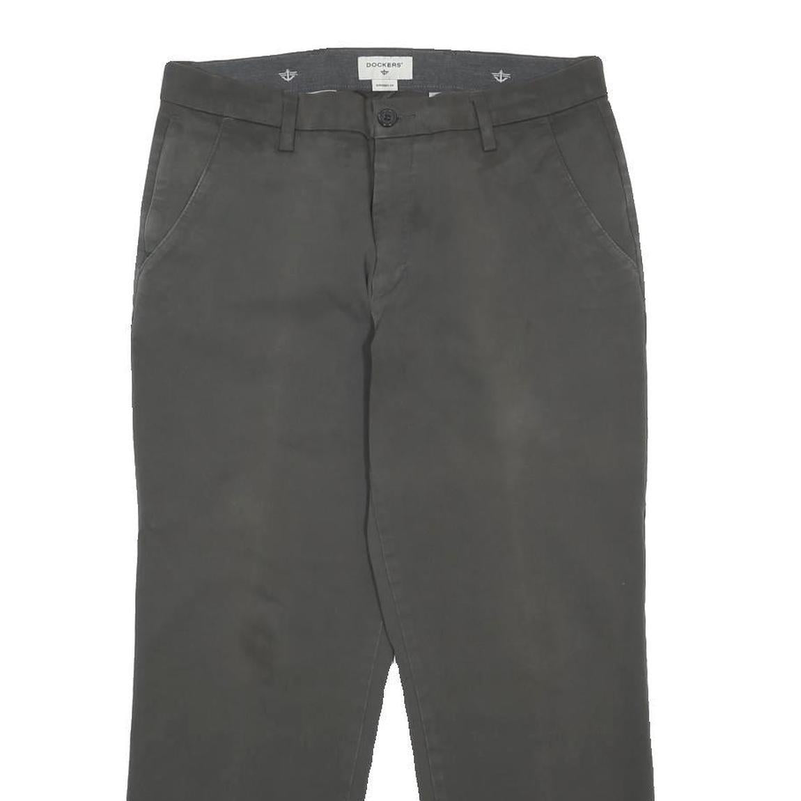 DOCKERS Mens Cotton Blend Black Regular Straight Trousers W34 L29 Classic Casual