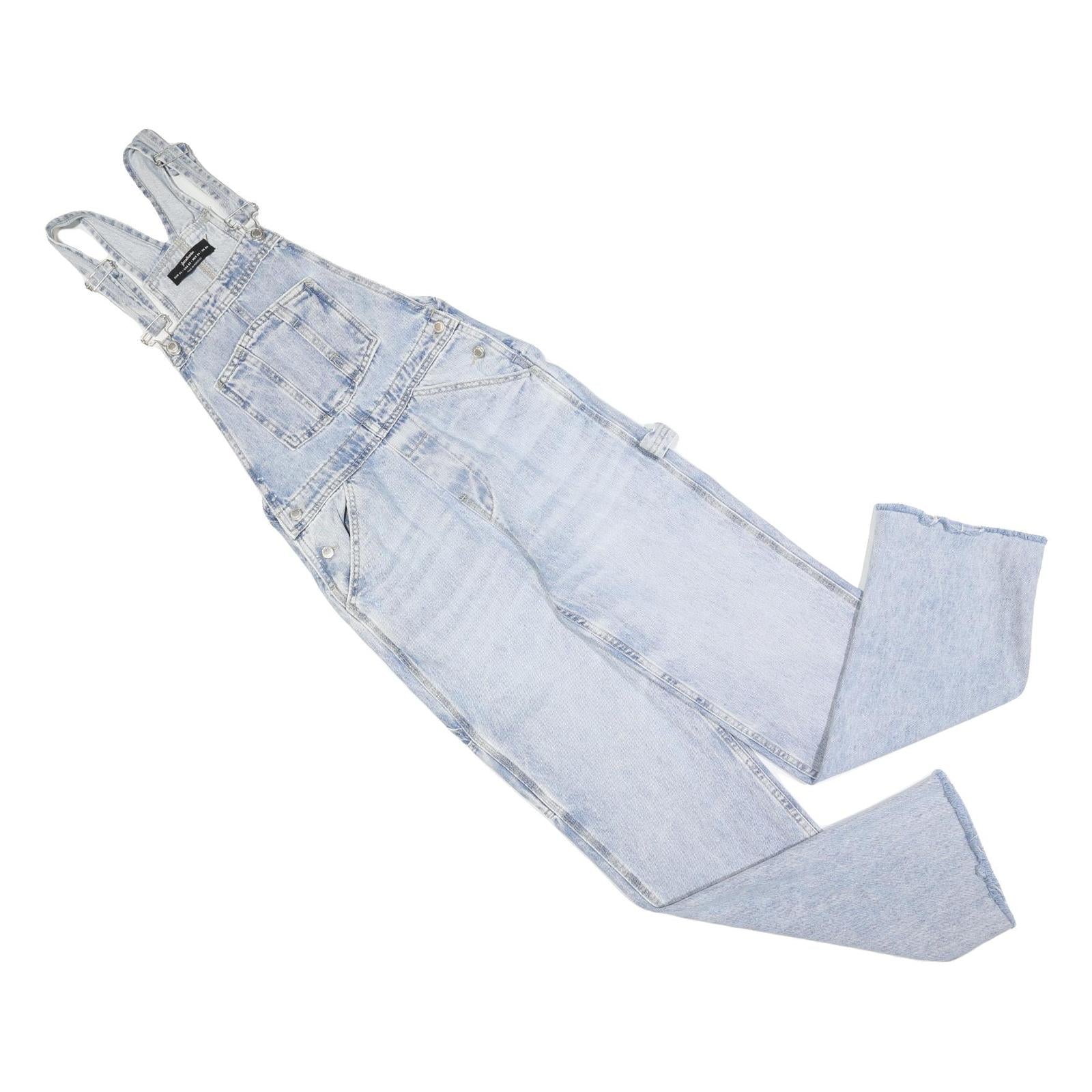 STRADIVARIOUS Womens Blue Denim Classic Cotton Blend Dungarees UK 6 W26 L30