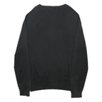 POLO RALPH LAUREN Mens Black Plain V-Neck Basic Knit Jumper XL Cotton Classic
