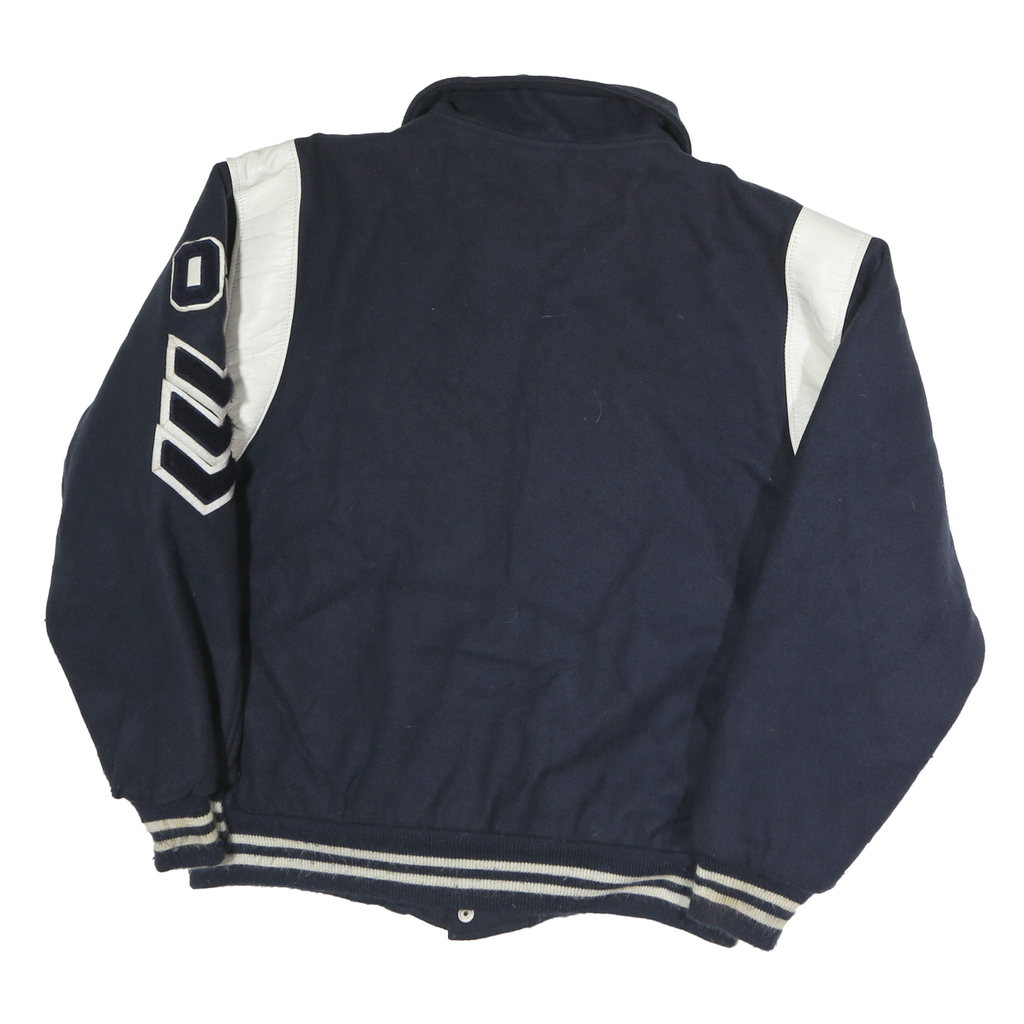 RIPPON Mens Navy Blue Button Jacket L Polyester Blend Woollen Varsity Style