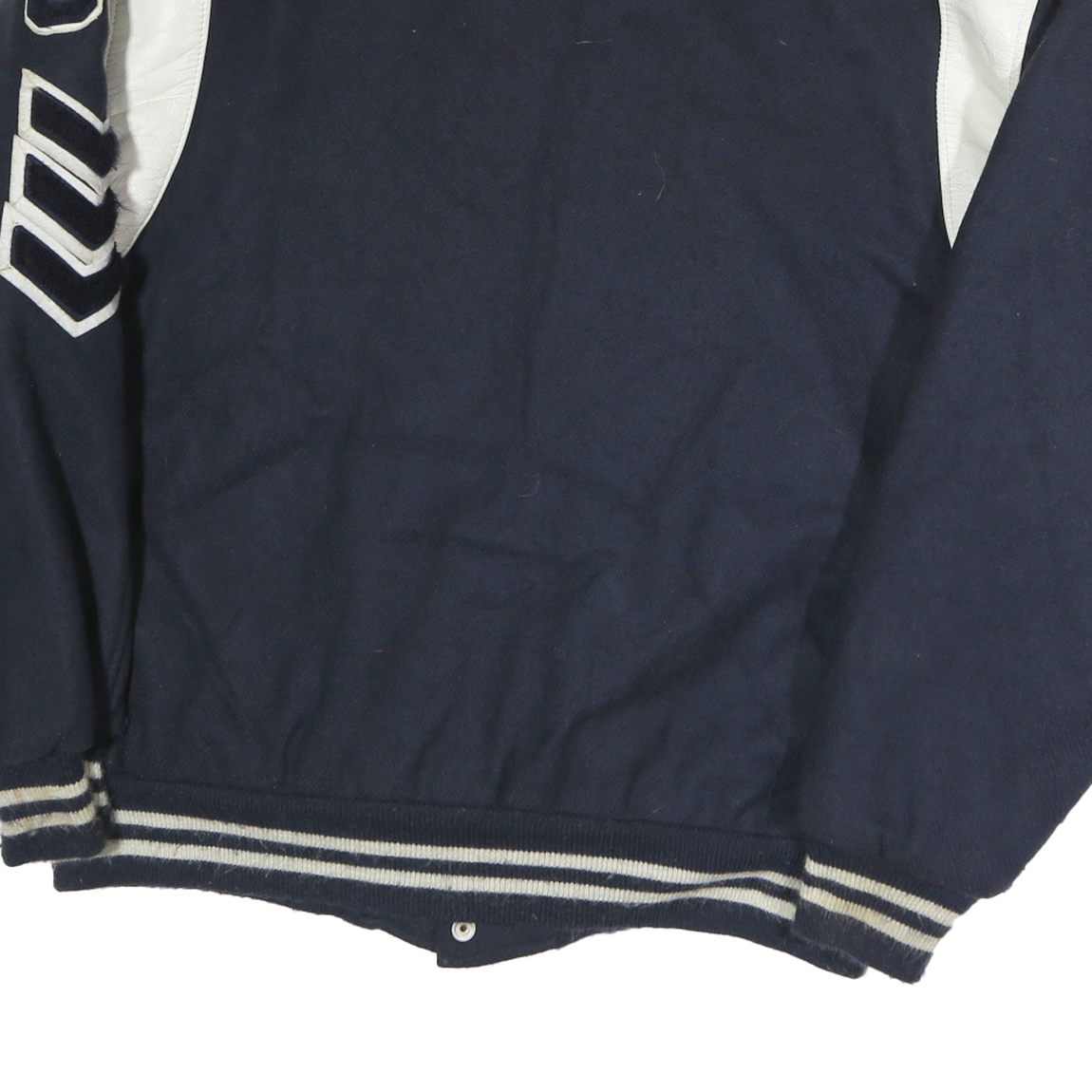 RIPPON Mens Navy Blue Button Jacket L Polyester Blend Woollen Varsity Style