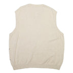 CLUB ROOM Mens Cream V-Neck Patterned Jumper XL Cotton Blend Classic Soft Fit