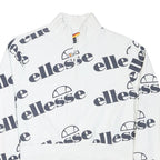 ELLESSE Womens White 1/4 Zip UK 10 Sweatshirt Cotton Blend Logo Print