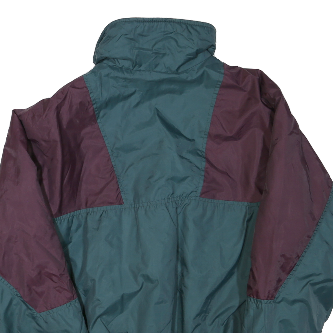 COLUMBIA Mens Green & Burgundy Button Jacket M Polyester Blend Colourblock