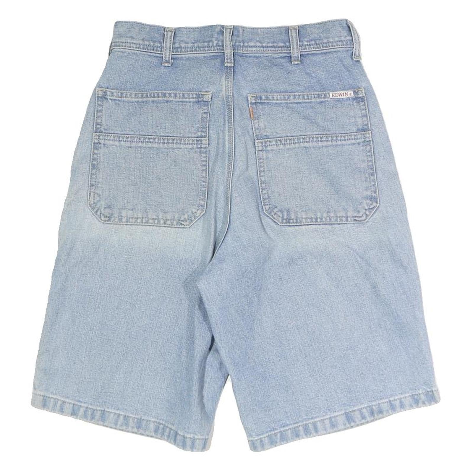 EDWIN Womens Light Blue Denim Casual Shorts S W27 Relaxed Fit