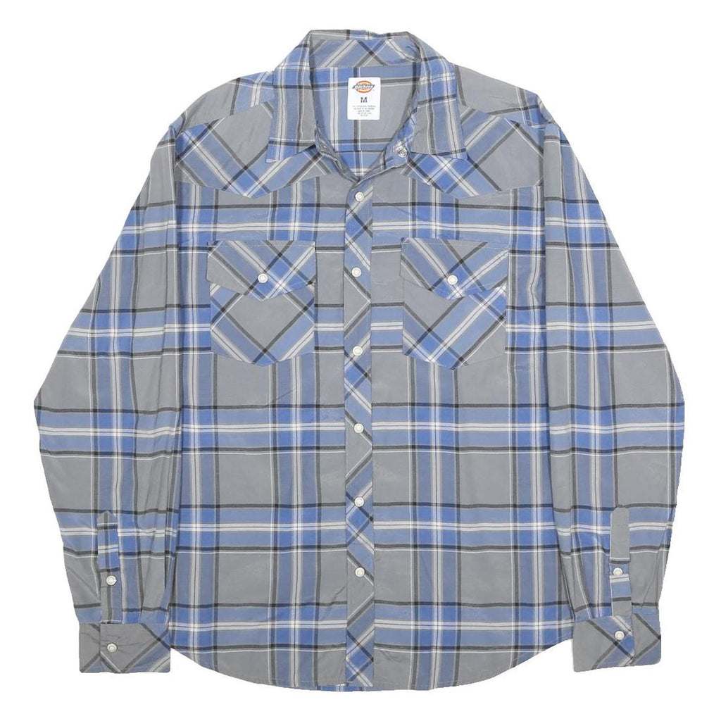 DICKIES Mens Blue & Grey Check Shirt M Cotton Blend Casual Workwear