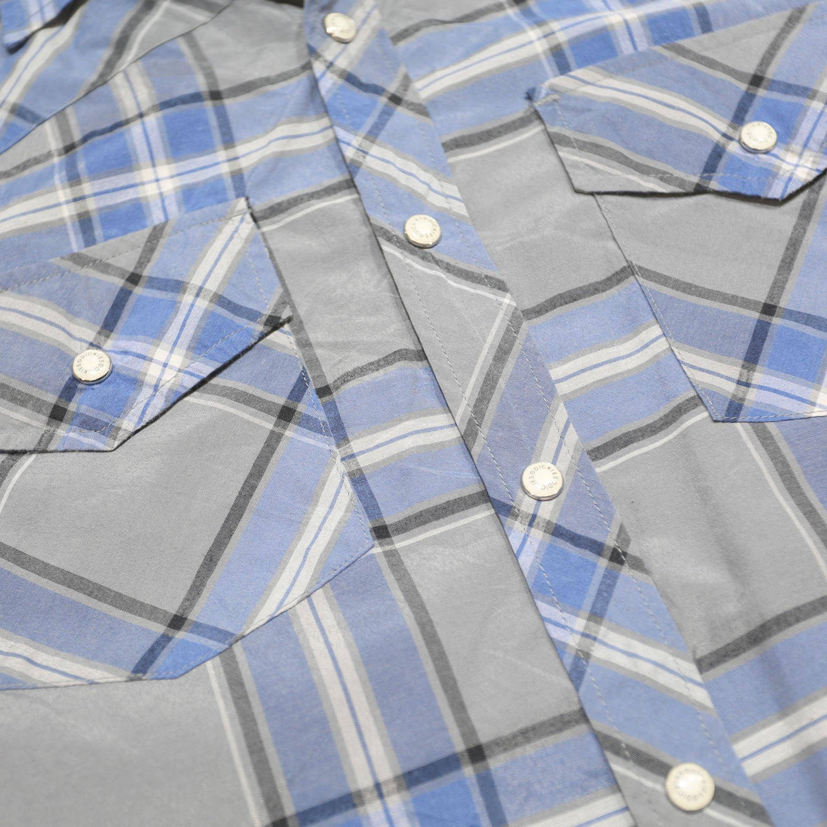 DICKIES Mens Blue & Grey Check Shirt M Cotton Blend Casual Workwear