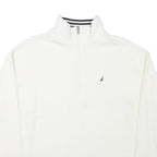 NAUTICA Mens White Quarter Zip Sweatshirt S Cotton Blend Casual Sportswear