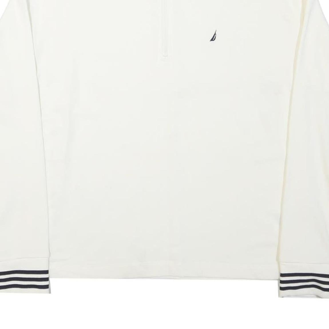 NAUTICA Mens White Quarter Zip Sweatshirt S Cotton Blend Casual Sportswear