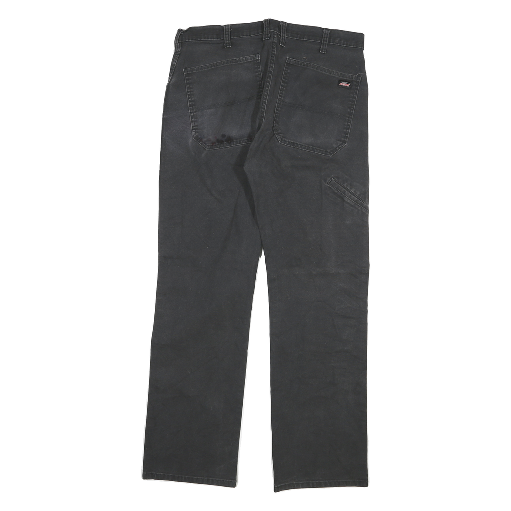 DICKIES Mens Cotton Blend Black Regular Straight Trousers W32 L30 Workwear Zip