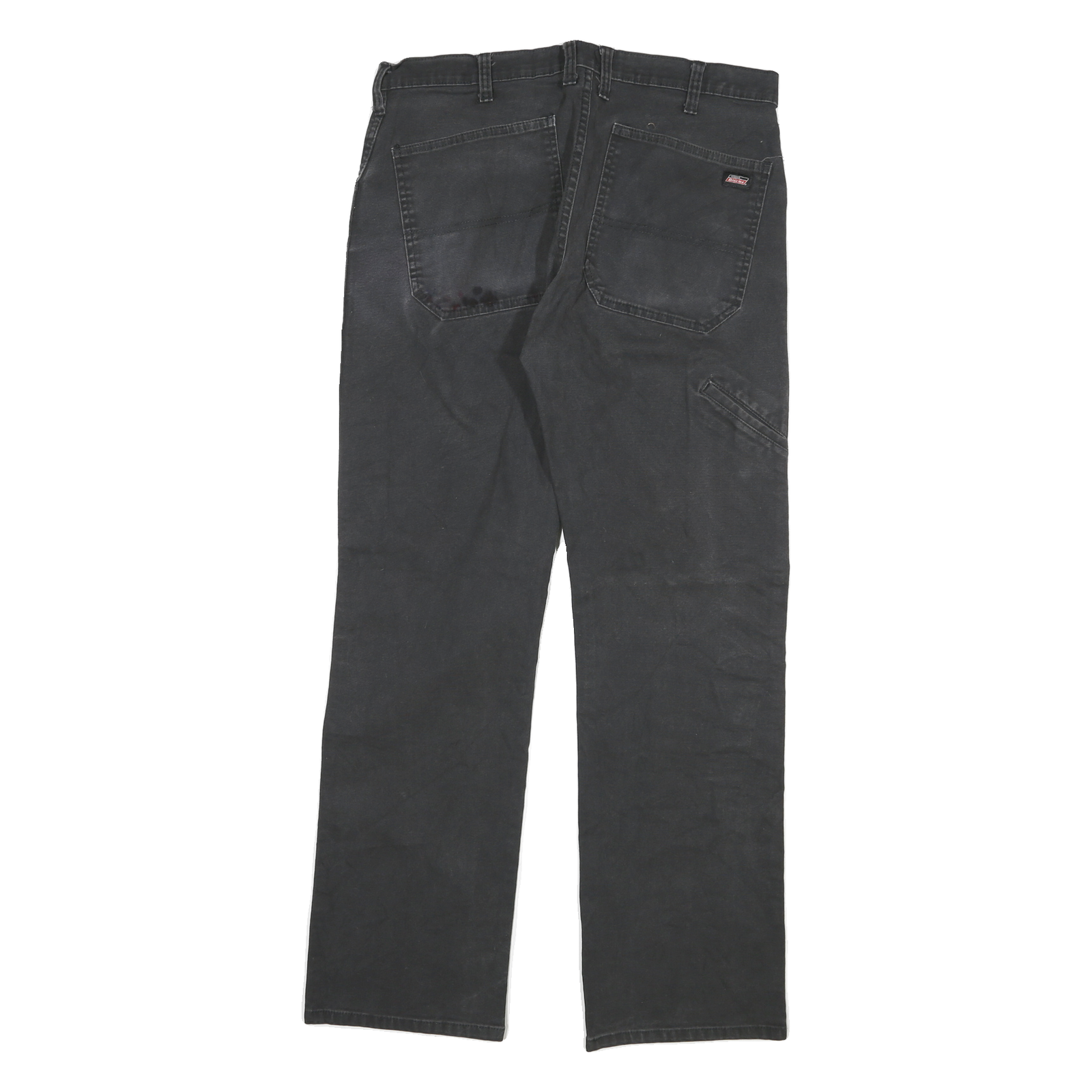 DICKIES Mens Cotton Blend Black Regular Straight Trousers W32 L30 Workwear Zip