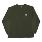 CARHARTT Mens Green Long Sleeve Crew Neck Pocket T-Shirt L Cotton Blend