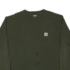 CARHARTT Mens Green Long Sleeve Crew Neck Pocket T-Shirt L Cotton Blend