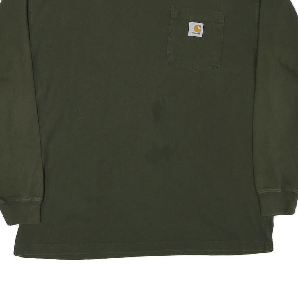 CARHARTT Mens Green Long Sleeve Crew Neck Pocket T-Shirt L Cotton Blend