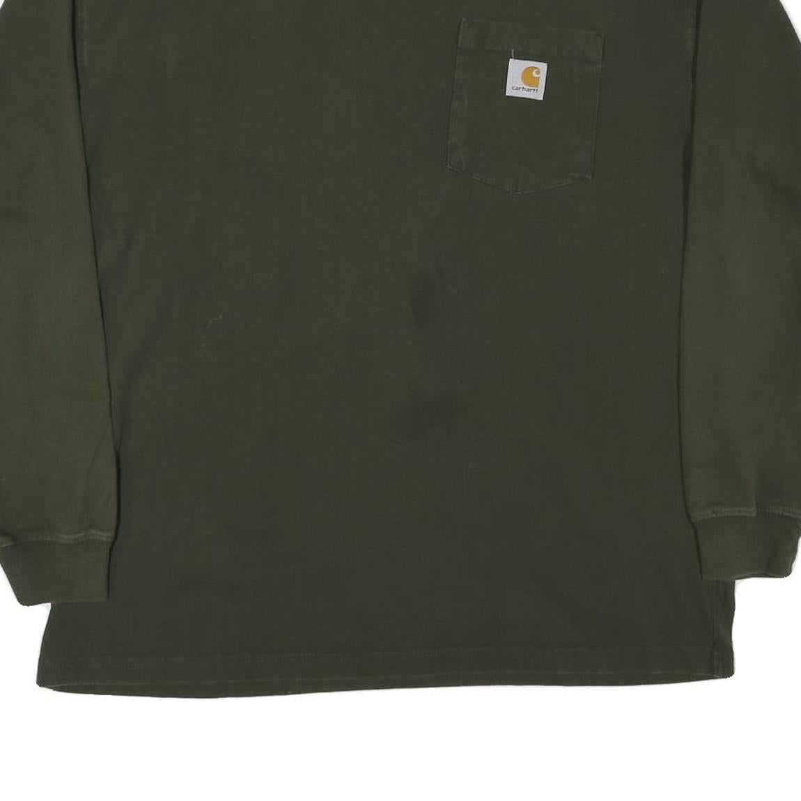 CARHARTT Mens Green Long Sleeve Crew Neck Pocket T-Shirt L Cotton Blend