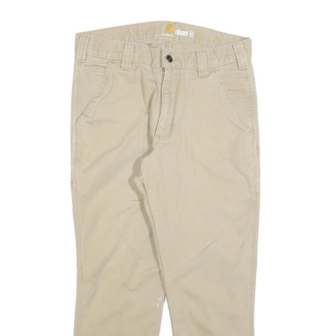 CARHARTT Mens Beige Cotton Blend Relaxed Fit Straight Trousers W30 L25 Casual