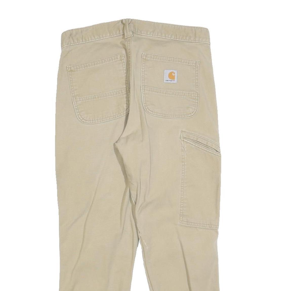CARHARTT Mens Beige Cotton Blend Relaxed Fit Straight Trousers W30 L25 Casual