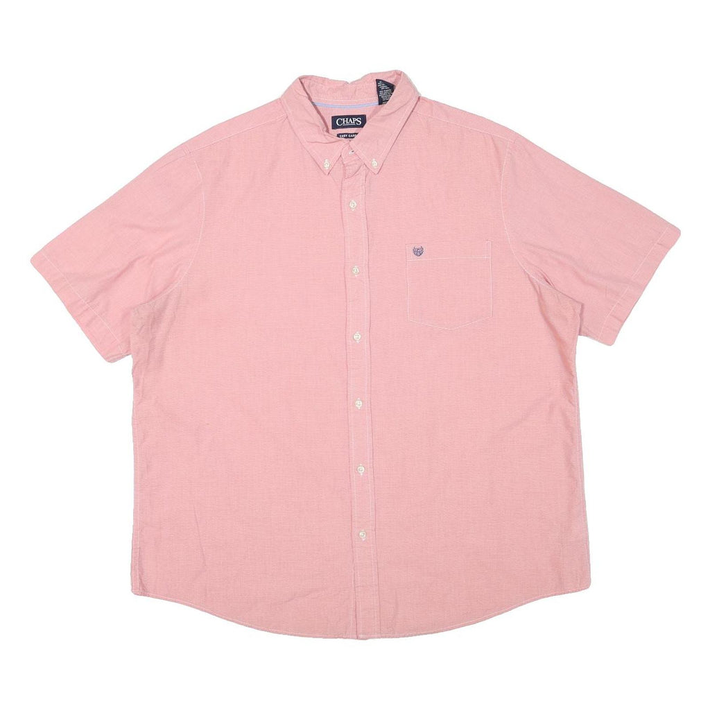 CHAPS Mens Pink Cotton Blend Shirt 2XL Button-Down Short Sleeve Casual