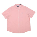 CHAPS Mens Pink Cotton Blend Shirt 2XL Button-Down Short Sleeve Casual
