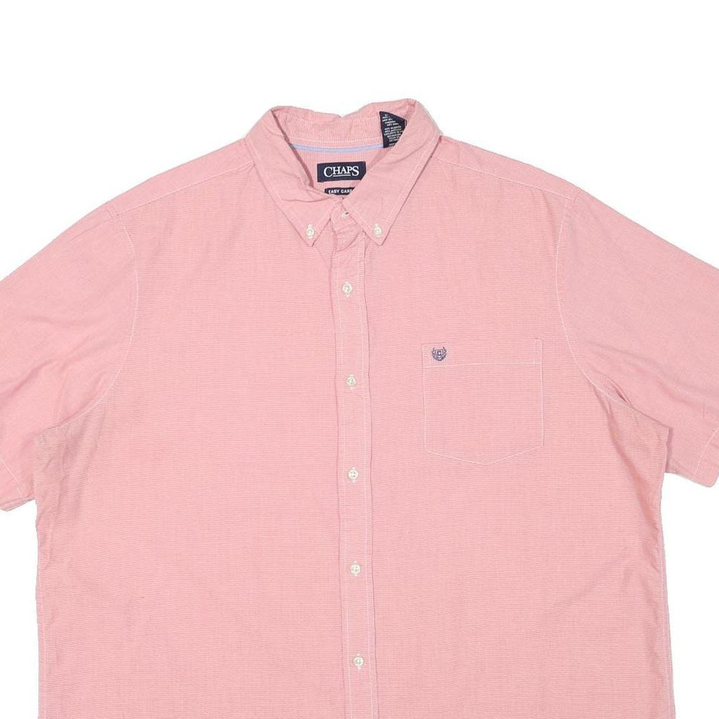 CHAPS Mens Pink Cotton Blend Shirt 2XL Button-Down Short Sleeve Casual