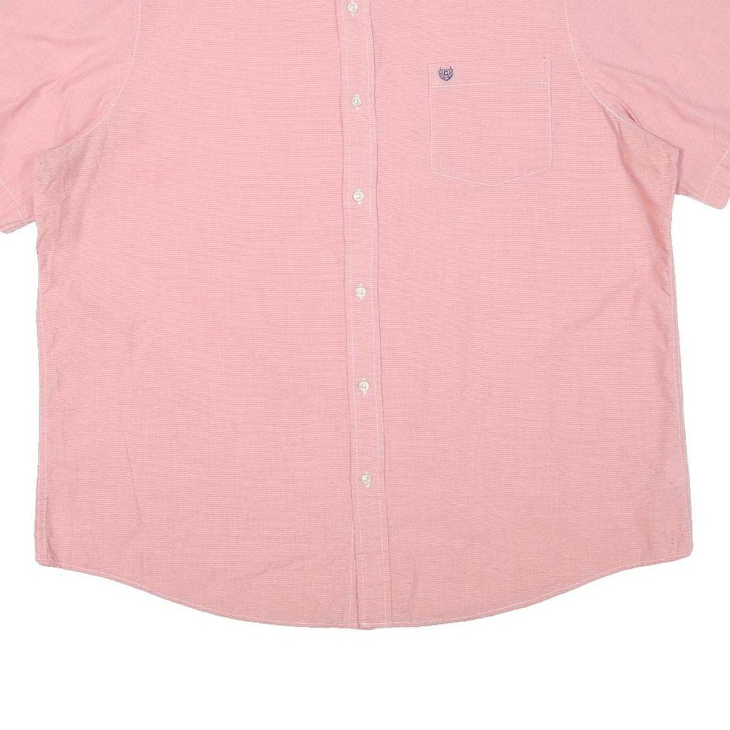 CHAPS Mens Pink Cotton Blend Shirt 2XL Button-Down Short Sleeve Casual