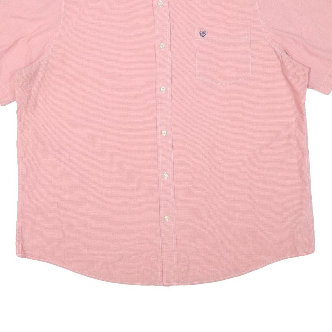CHAPS Mens Pink Cotton Blend Shirt 2XL Button-Down Short Sleeve Casual