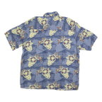 UNTIED Mens Blue Floral Pattern Short Sleeve Shirt L Casual Vacation Summer