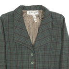 Lanvin Womens Blue Green & Brown Check Wool Jacket S Woven Button Closure