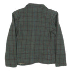 Lanvin Womens Blue Green & Brown Check Wool Jacket S Woven Button Closure