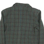 Lanvin Womens Blue Green & Brown Check Wool Jacket S Woven Button Closure