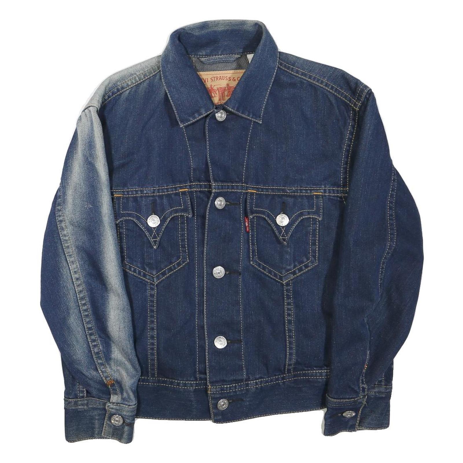 LEVI'S Mens Blue Denim Button Jacket S Cotton Blend Classic Vintage Style