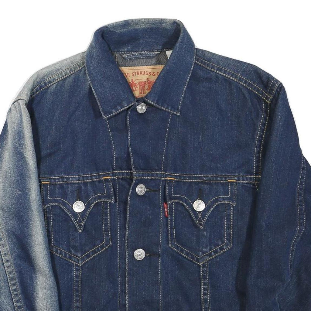 LEVI'S Mens Blue Denim Button Jacket S Cotton Blend Classic Vintage Style