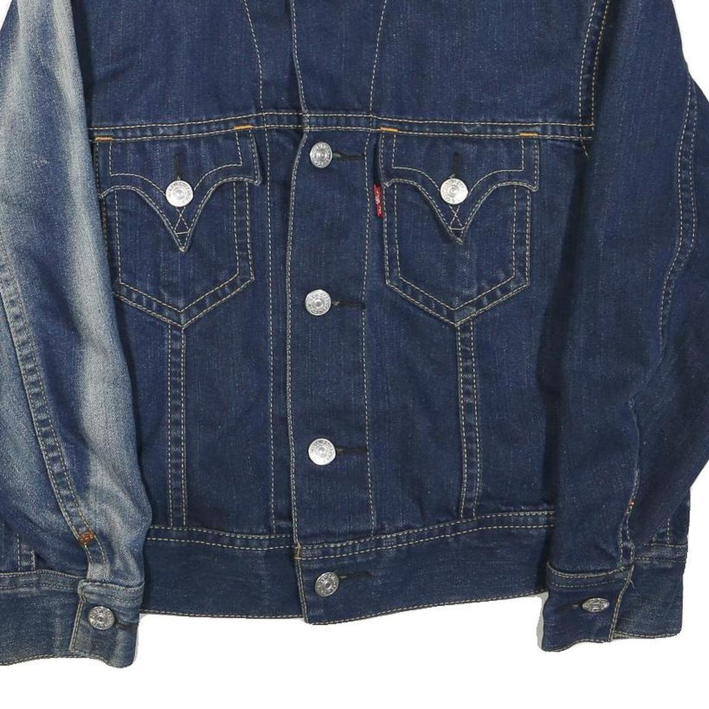 LEVI'S Mens Blue Denim Button Jacket S Cotton Blend Classic Vintage Style