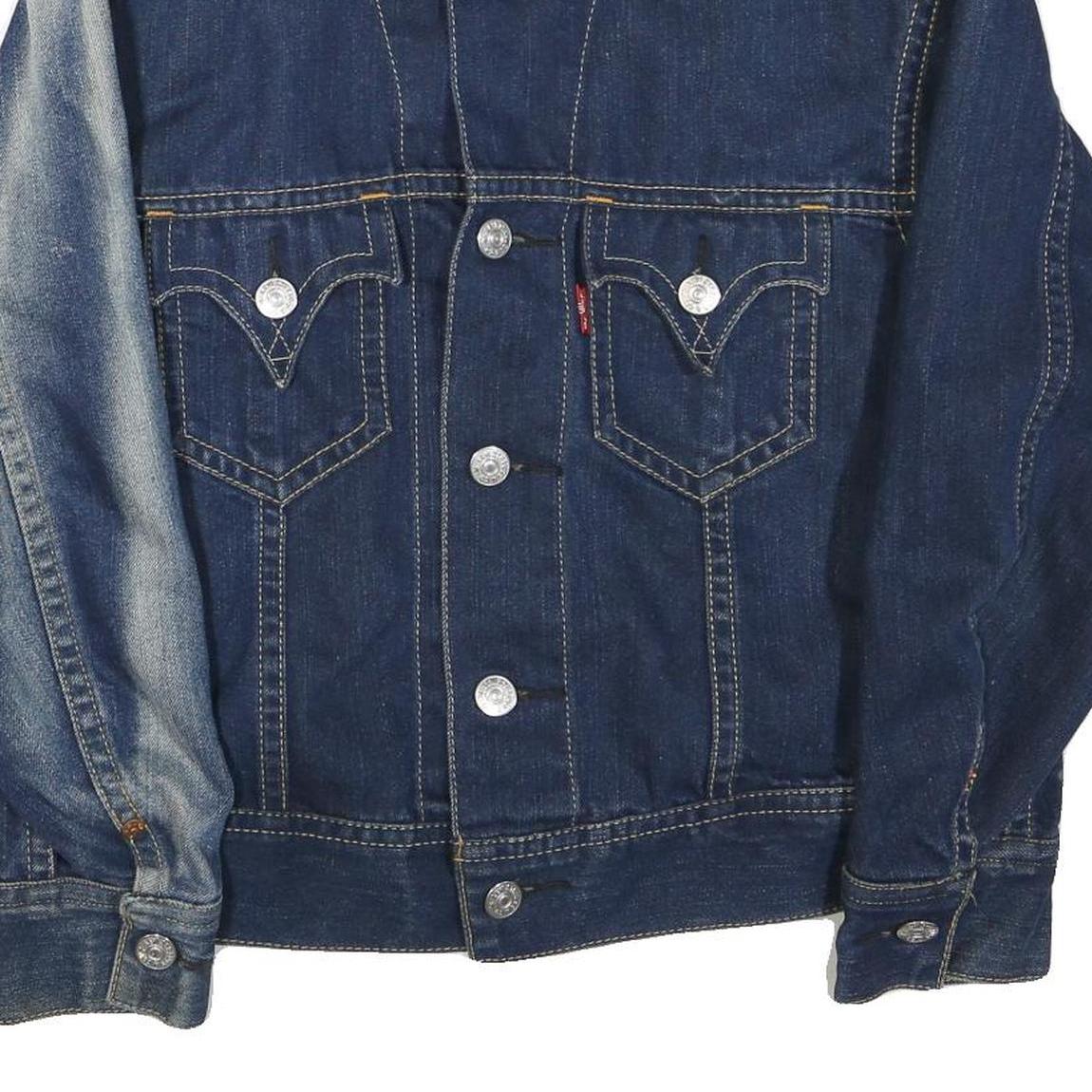 LEVI'S Mens Blue Denim Button Jacket S Cotton Blend Classic Vintage Style