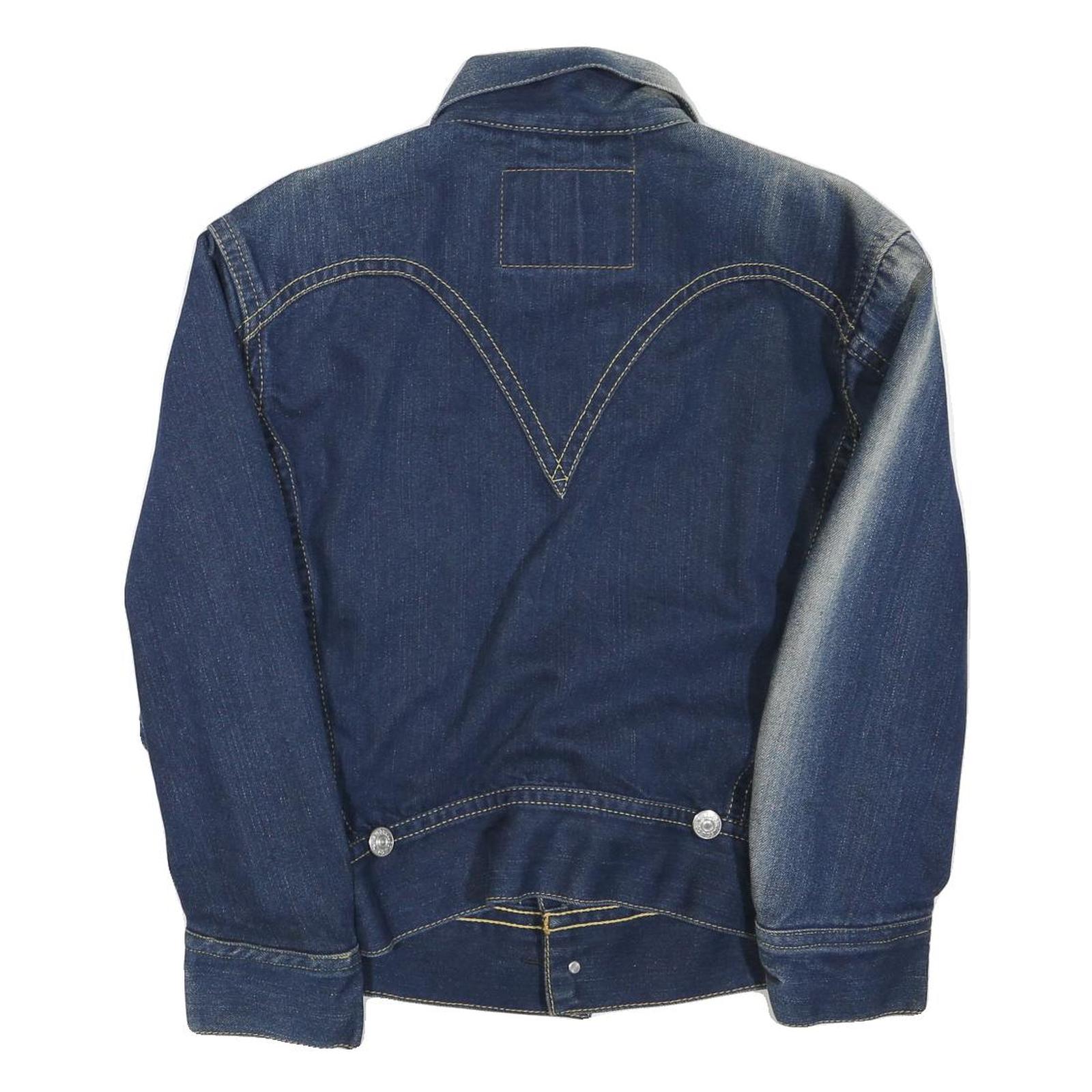 LEVI'S Mens Blue Denim Button Jacket S Cotton Blend Classic Vintage Style